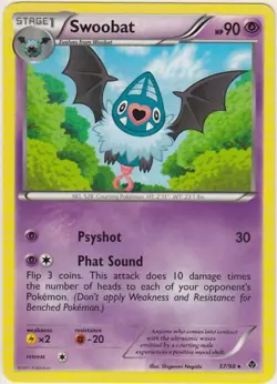 2x (BWEP-37) Swoobat Rare Pokemon B&W Emerging Powers Card #37 - Image 1