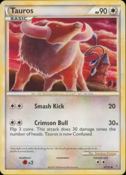 2x (HSUN-041) Tauros (U) Pokemon HGSS Unleashed Card # 41 - Image 1