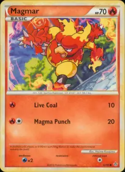 2x (HSUN-052) Magmar (C) Pokemon HGSS Unleashed Card # 52 - Image 1