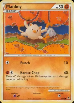 2x (HSUN-053) Mankey (C) Pokemon HGSS Unleashed Card # 53 - Image 1