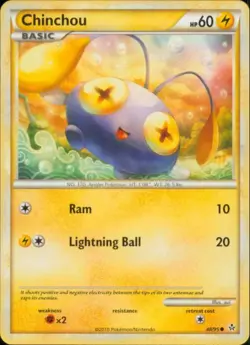 2x (HSUN-048) Chinchou (C) Pokemon HGSS Unleashed Card # 48 - Image 1