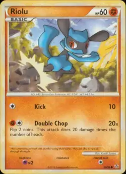 2x (HSUN-060) Riolu (C) Pokemon HGSS Unleashed Card # 60 - Image 1
