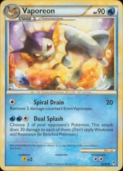 2x (COL-052) Vaporeon (U) Pokemon Call of Legends Card # 52 - Image 1