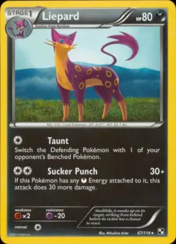 2x (BW1-067) Liepard Rare Pokemon B&W Base Set Card # 67 - Image 1
