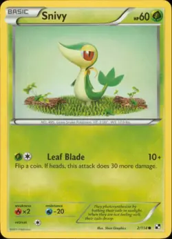 2x (BW1-002) Snivy (C) Pokemon B&W Base Set Card # 2 - Image 1