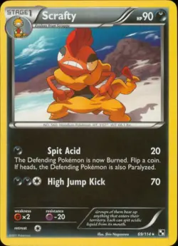 2x (BW1-069) Scrafty Rare Pokemon B&W Base Set Card # 69 - Image 1