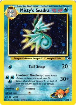 Pokemon TCG Misty's Seadra 9/132 Prerelease Promo Gym Heroes Holo Rare LP - Image 1