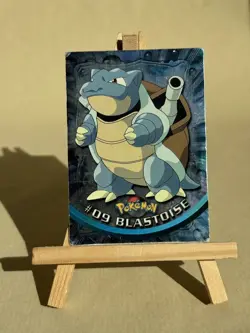 1999 Pokemon Topps First Print #09 Blastoise Blue Logo Nintendo Animation Holo - Image 1