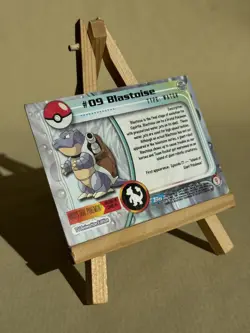 1999 Pokemon Topps First Print #09 Blastoise Blue Logo Nintendo Animation Holo - Image 3