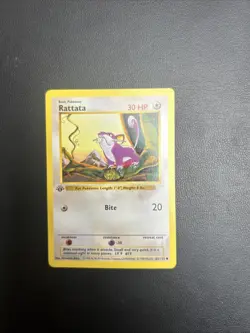 Pokemon Card Rattata Shadowless Base Set 1st Edition Common 61/102 - Image 1