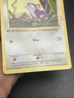 Pokemon Card Rattata Shadowless Base Set 1st Edition Common 61/102 - Image 3