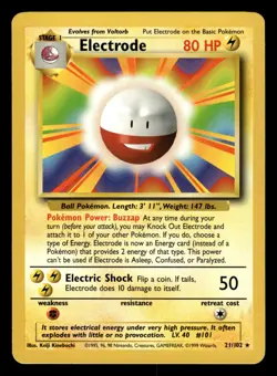 Electrode 21/102 Rare Base Set Pokemon Card - 3 - Image 1