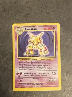 Pokemon TCG Alakazam Base Set Holo Card 1/102 Unlimited Rare - Image 1