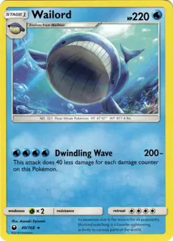 2x (SM07-040) Wailord Rare Pokemon Celestial Storm Card # 40 - Image 1