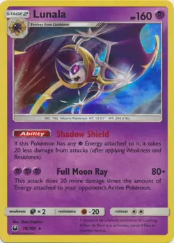 2x (SM07-070) Lunala (Rare Holo) Pokemon Celestial Storm Card # 70 - Image 1
