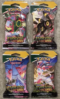 4 Sealed Unweighed Pokemon Sword & Shield Evolving Skies Blister Packs - Art Set - Image 1