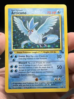 1999 Fossil 1st Edition Articuno Holo Rare 2/62 Pokemon WOTC English NM - Image 3