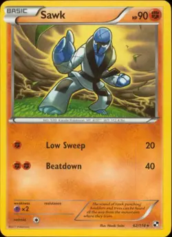 2x (BW1-062) Sawk Rare Pokemon B&W Base Set Card # 62 - Image 1
