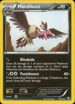 2x (BW1-073) Mandibuzz Rare Pokemon B&W Base Set Card # 73 - Image 1