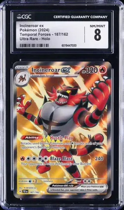 2024 POKEMON TEMPORAL FORCES - ULTRA RARE - HOLO #187/162 INCINEROAR EX CGC 8 - Image 1