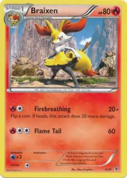 2x (XY KALOS-9) (Non Foil) Braixen (U) Pokemon XY Kalos Series Card # 9 - Image 1