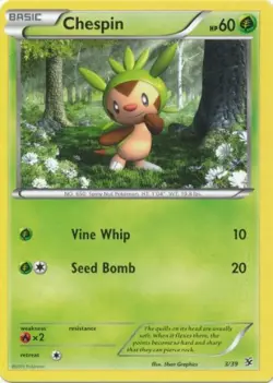 2x (XY KALOS-3) (Non Foil) Chespin (C) Pokemon XY Kalos Series Card # 3 - Image 1