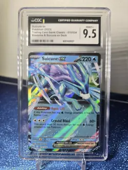 CGC 9.5 Mint+ Suicune Ex 010/034 Holo 2023 Pokemon Card Blastoise & Suicune Deck - Image 1