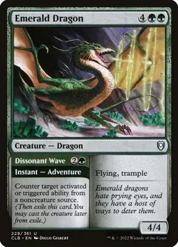 [MTG] Emerald Dragon // Dissonant Wave (Foil) (229) (CLB) NM - Image 1