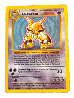 Alakazam 001/102 Base Set Holo Pokemon Card Played - Image 1