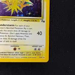Pokemon TCG Zapdos Fossil 15/62 Unlimited Holo Rare LP+ - Image 4
