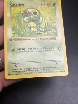 Pokemon TCG 1st Edition Shadowless Caterpie 45/102 Shadowless Base Set - Image 3