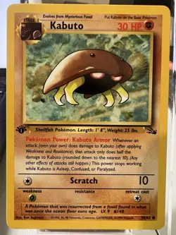 Pokemon TCG Kabuto 1st Edition Fossil Set 50/62 - Image 1