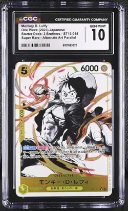 CGC 10 One Piece Japanese Monkey D. Luffy ST13-015 Black & White Alternate Art - Image 1