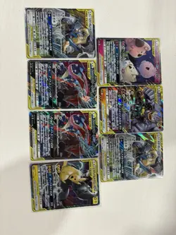 Pokemon TCG Japanese 7 Card Lot GX Tag Team Holo Pikachu Zekrom Lucario - Image 1