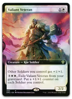 Valiant Veteran (Extended Art) #390 (Foil) (NM) Dominaria United DMU Magic MTG - Image 1