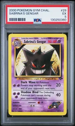 2000 Pokemon Gym Challenge - Sabrina's Gengar #29 - PSA 5 - Image 1