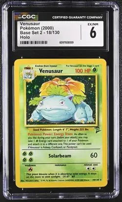 Venusaur Holo Rare CGC 6 EX/NM Pokemon (2000) Base Set 2 Unlimited #18/130 - Image 1