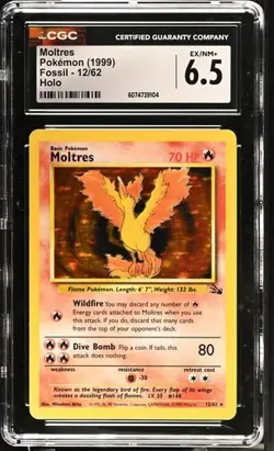 1999 Pokemon Fossil MOLTRES Holo CGC 6.5 - Image 1