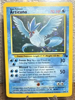 Pokemon FOSSIL SET UNLIMITED HOLO RARE ARTICUNO 2/62 (LP) - Image 1