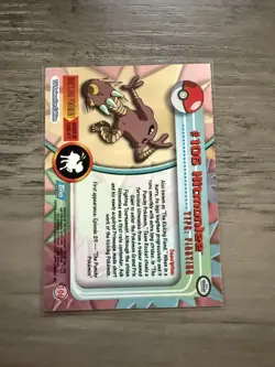 Pokemon HITMONLEE #106 [Non-Holo] Topps Blue Logo 1st TV Animation - Image 2