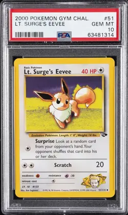 2000 POKEMON GYM CHALLENGE #51 LT. SURGE'S EEVEE PSA 10 - Image 1