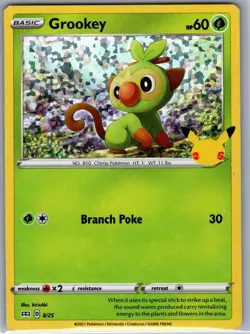 Grookey - 8/25 Holo McDonald's 25th Anniversary Promos - Pokemon Card - NM - Image 1