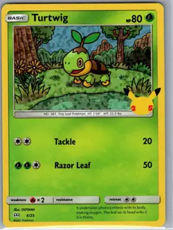 Turtwig - 4/25 Holo McDonald's 25th Anniversary Promos - Pokemon Card - NM - Image 1