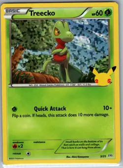 Treecko - 3/25 Holo McDonald's 25th Anniversary Promos - Pokemon Card - NM - Image 1