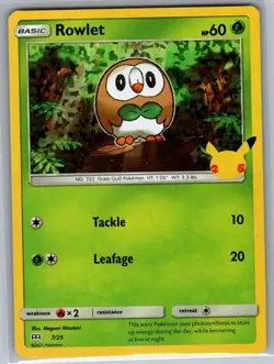 Rowlet - 7/25 Holo McDonald's 25th Anniversary Promos - Pokemon Card - NM - Image 1