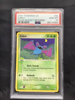 Pokemon Cards: EX Team Rocket Returns Common: Zubat 82/109: PSA 10 - Image 1