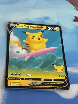 Surfing Pikachu V 008/025 - Celebrations - Holo Pokemon Card Near Mint (NM) - Image 1