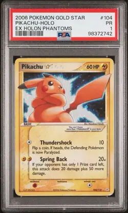 PSA 1 PR POOR Pokemon TCG Pikachu EX Holon Phantoms 104 Gold Star Pop 141 - Image 1
