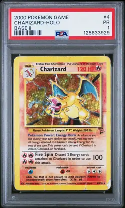 FLAME SWIRL PSA 1 2000 Base Set 2 II Charizard 4/130 Holo Foil Rare WOTC Pokemon - Image 1