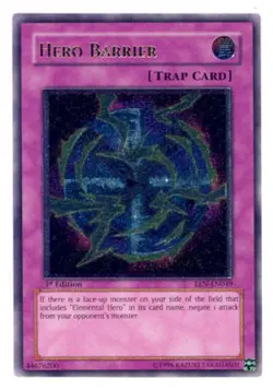 Yugioh! MP Hero Barrier - EEN-EN049 - Ultimate Rare - 1st Edition Moderately Pla - Image 1